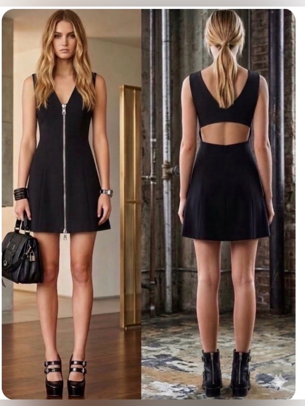 RAG & BONE Sharon Black Cutout Skater Mini Dress Silk Trim 0 NWT